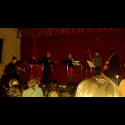 with Elliot Sharp at Tonic (seated), circa 1998, l to r, Dave Soldier, Meg Okura, Ron Lawrence, Dawn Avery